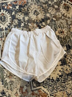 Nike White Athletic Running Shorts with Swoosh